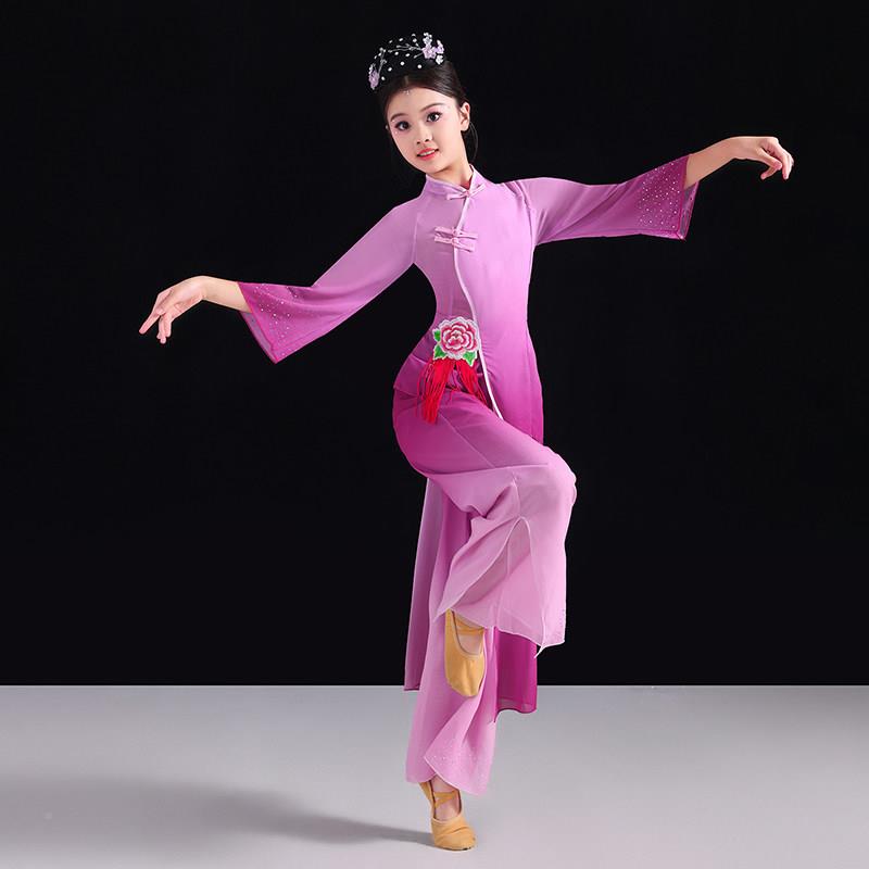 笄礼渐映芳华中风儿童典舞演出古服女中式MLJ紫粉国层立领独舞表