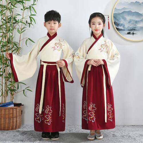 中国风汉服男童国学服古装书童服装小学生三字经弟子规儿童演出服