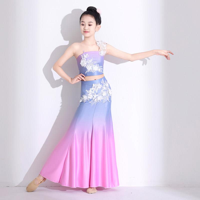 儿童傣演款出服2025新孔雀舞表演服女童西双版纳傣族舞族DID鱼尾