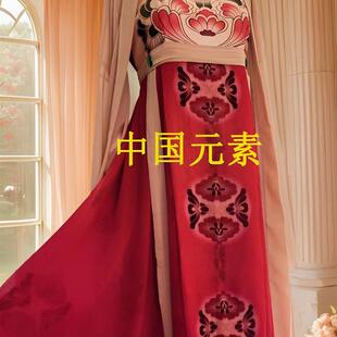 簪花仕女图舞蹈服拖尾古典舞演出服装唐制外披大袖汉服古装扇子舞