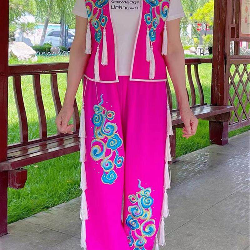 2025新夏男女双人转体马甲裤套装东北秧歌表演服装民族风格,女装/女士精品,民族服装/舞台装,淘宝优惠券,粉丝福利购,淘宝优惠卷