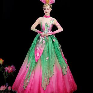 演出服 晚会大摆裙现代舞服装 开幕舞大摆裙2020新款 大气大舞台春季