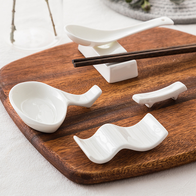 创意陶瓷筷托陶瓷摆台纯白汤勺架