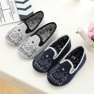 中大童男童一脚蹬室内鞋纯棉布包跟拖鞋地板鞋防滑家居鞋30-35码