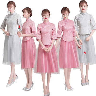 姐妹团中式新款宴会伴娘服中国风