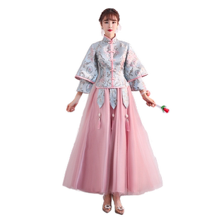 伴娘服2026新款中式新娘伴娘团结婚姐妹裙中国风长款春夏显瘦礼服