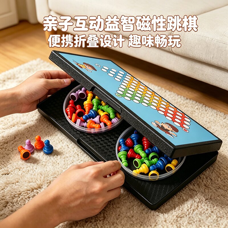 磁性大号跳棋折叠便携磁力棋盘儿童小学生专用亲子益智游戏棋类