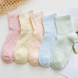 2019秋季 女袜网眼透气女生中筒袜纯棉袜子女清新糖果色学生袜 新品