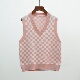702 针织马甲背心女士叠穿坎肩 V领套头格子无袖 2025新款 秋冬韩版