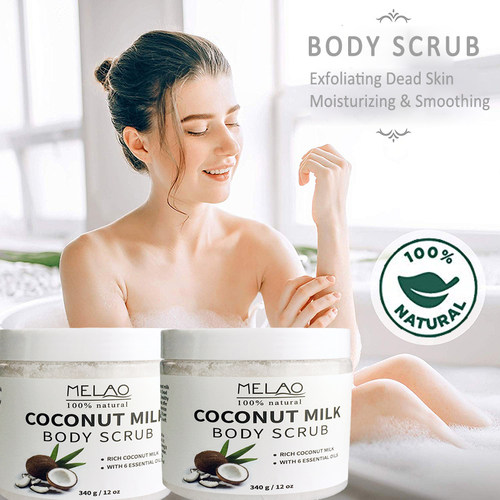 Coconut Oil Body Scrub milk salt Exfoliator海盐椰子磨砂膏乳