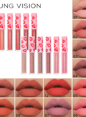 12color sexy red lip matte lip gloss Lipstick set 哑光唇釉