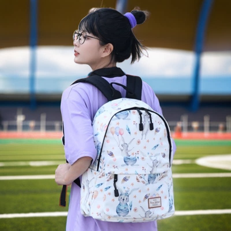 兔子可爱涤纶布机洗书包
