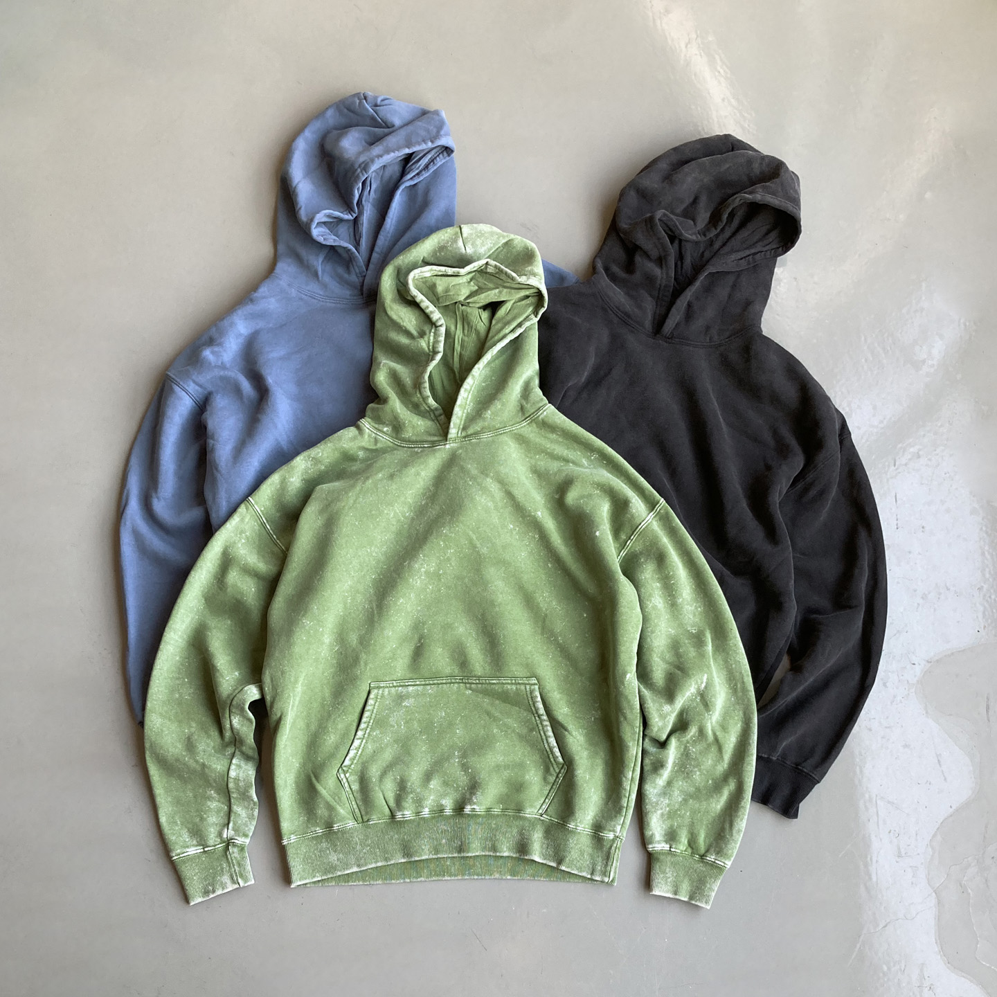 450克美式重磅70棉水洗做旧碳素加绒休闲宽松男装连帽卫衣 男