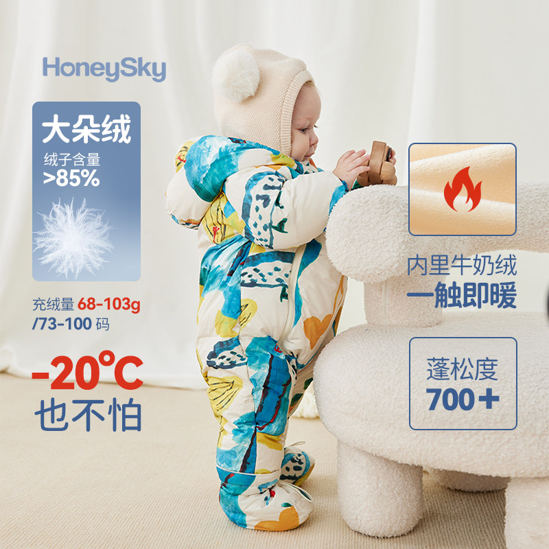 哈尼天空初生婴儿棉衣套装宝宝冬羽绒连体衣