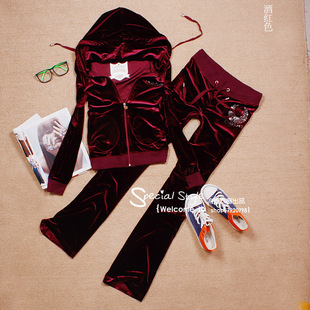 亏本清仓 金丝绒休闲运动套装女士 镶钻韩版大码天鹅绒微喇套装