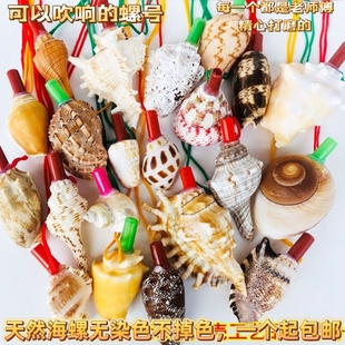 天然海螺号角可吹喇叭口哨超大贝壳哨子儿童玩具哨小螺号能吹响的