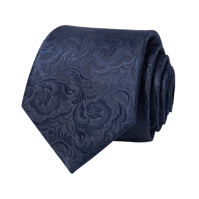 深蓝色花纹手打领带正装高档商务