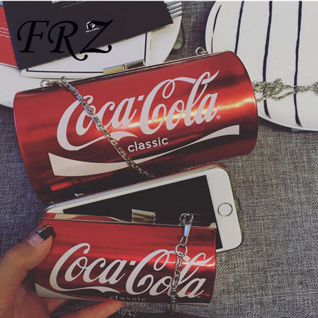 创意零钱包个性可乐枕头波士顿包女包迷你小包包圆筒形链条手机包