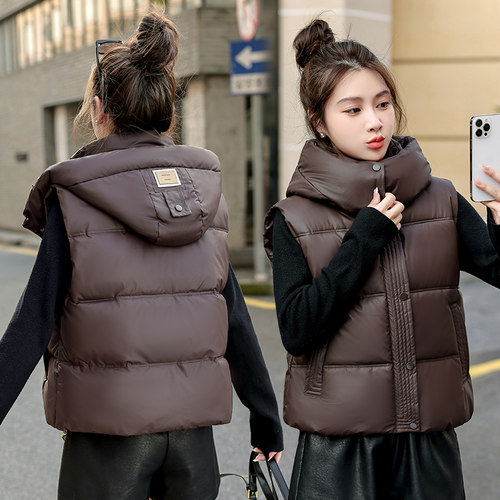 女式羽绒棉马甲韩版PU外套