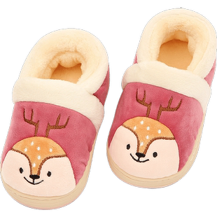 儿童保暖拖鞋冬男女童家居鞋保暖鞋宝宝加绒包跟拖鞋婴幼儿室内鞋