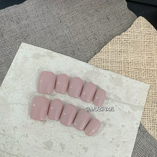 显白纯色皮粉单色高级感日常可拆卸 手工穿戴甲短款 MUZI穿戴甲