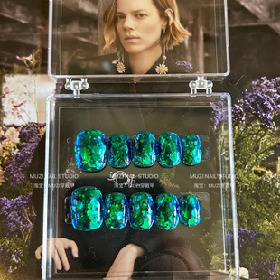 显白美甲 手工定制美甲满手全手亮片美甲夏季 MUZI穿戴甲