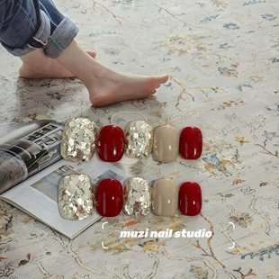 亮片跳色纯手工定制小众显白气质高级感美甲可拆卸 MUZI穿戴甲