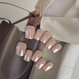 MUZINAIL· 纯手工定制美甲海莉月光粉美甲爆闪轻奢 皮皮粉