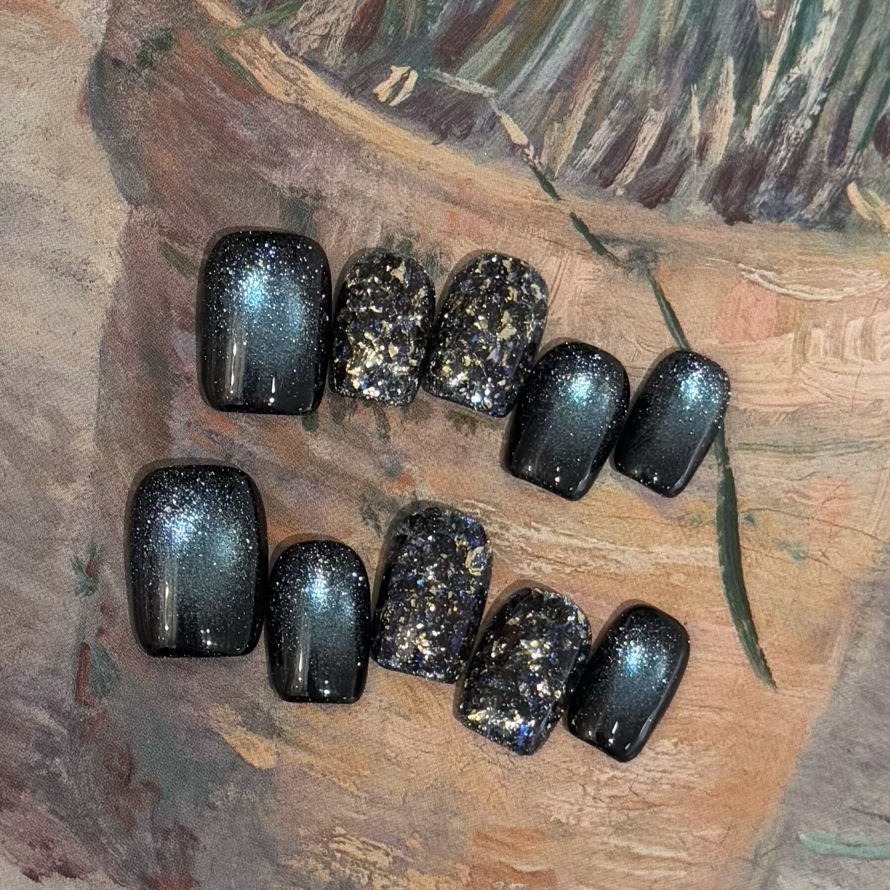 MUZINAIL·【蓝矿】纯手工定制美甲韩风亮片爆闪轻奢短款美甲