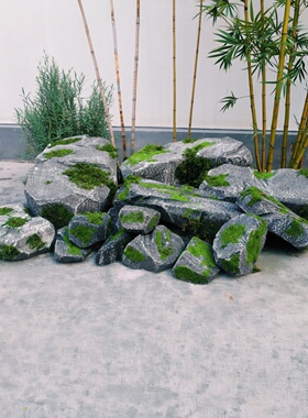 禅意仿真青苔石头墙迎宾演出商场