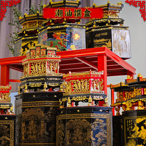 装盒潮汕手工工艺木雕收藏品 贴金箔古董文玩 拜神供佛果品装盒架