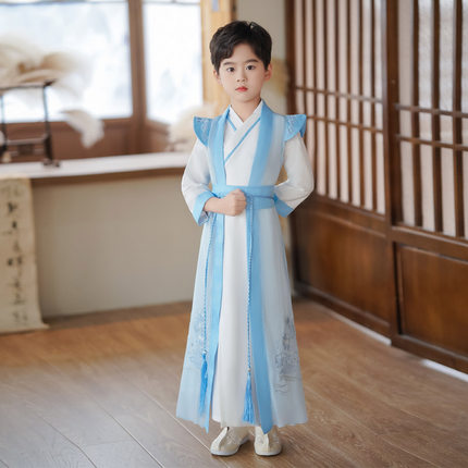 儿童汉服唐装男童国学服夏季古风少爷服书童学生汉服演出服春游服