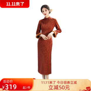 独特漂亮收腰改良版 日常可穿新中式 女 小个子穿 红色加绒加厚冬装