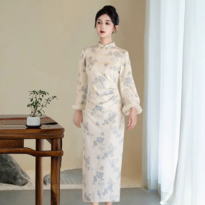 复古新中式倒大袖旗袍女