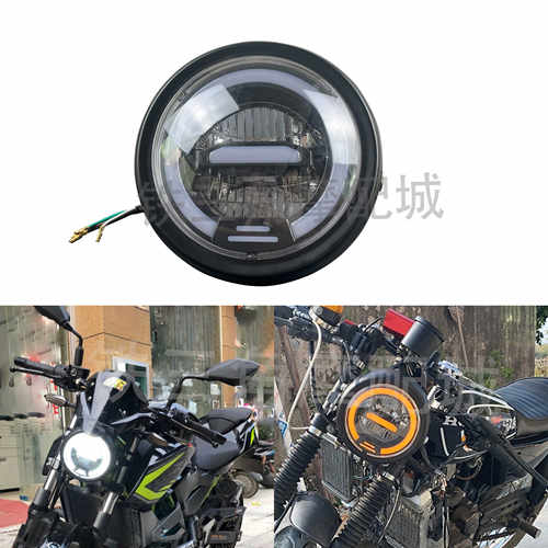 复古摩托车闪300LED天使眼大灯