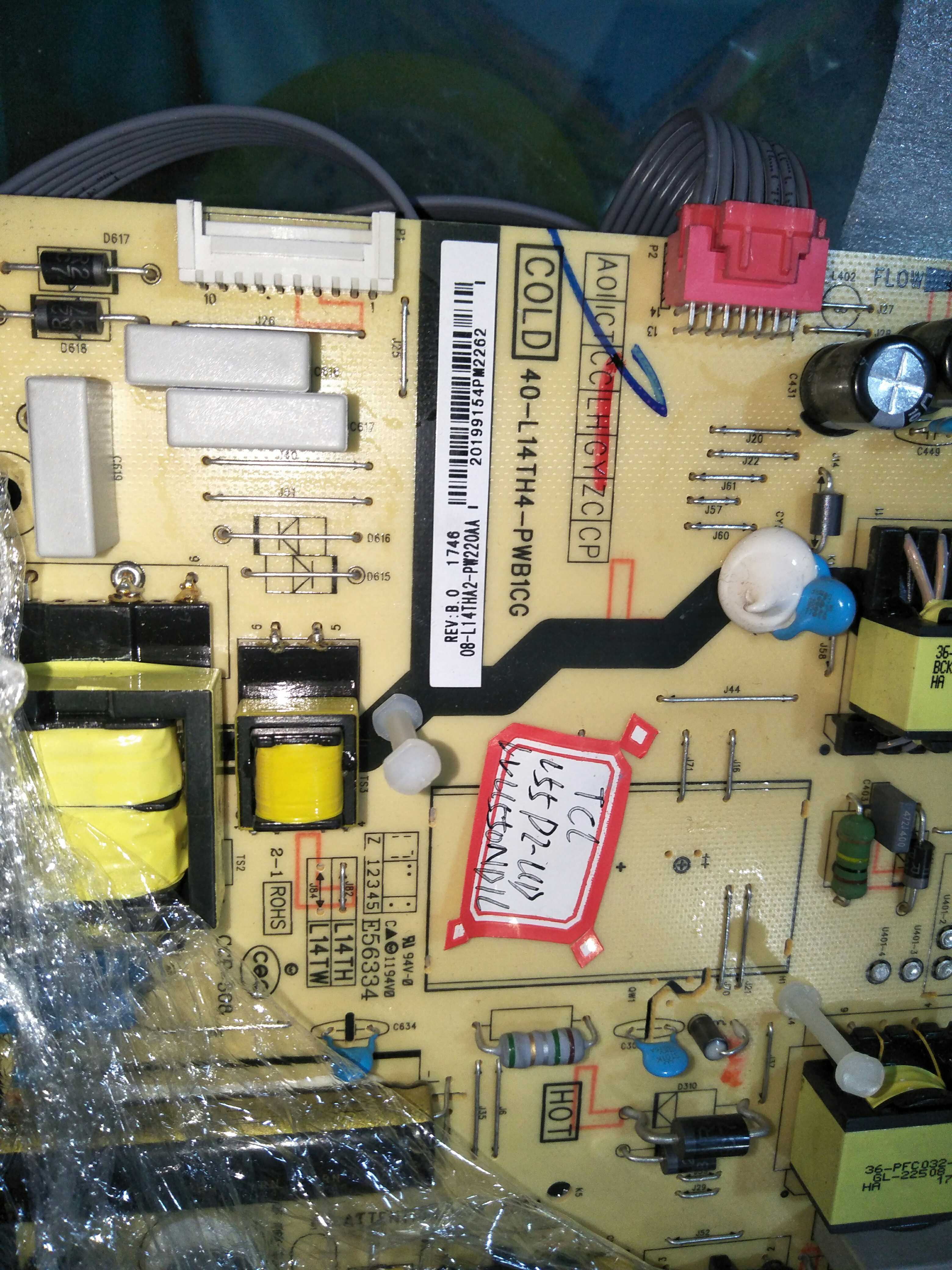 原装TCL L55P2-UD电源板40-L14TH4-PWB1CG屏LVU550ND1L成色新