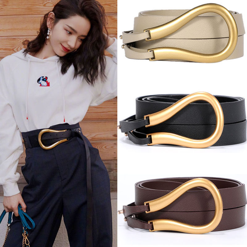 裤子腰带女配饰大马蹄扣装饰连衣裙子西装百搭超长皮带收腰腰封