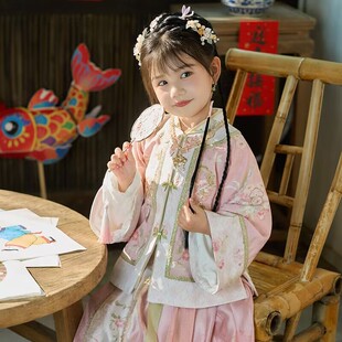女童汉服2025新款 大童女孩春秋新中式 马面裙套装 儿童古风超仙唐装