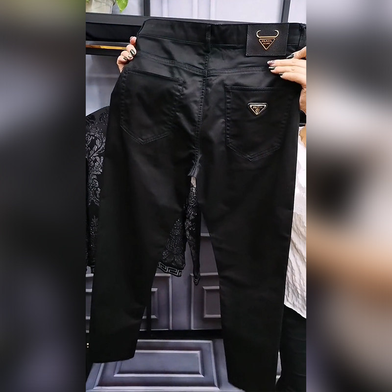 秋冬季男士商务休闲裤时尚简约修身小脚直筒裤抖音百搭长裤子男