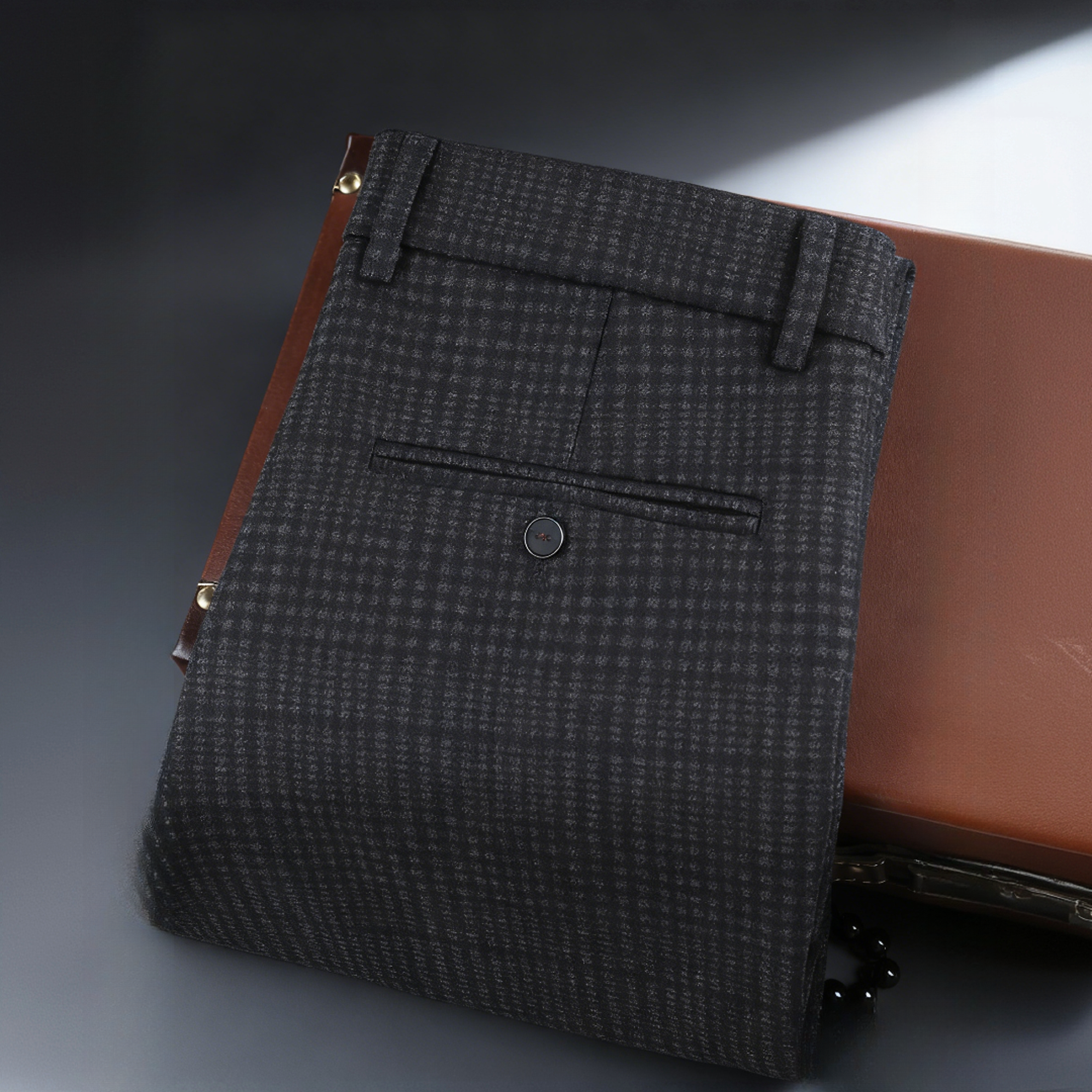 裤子男休闲裤秋冬季新款千鸟格子裤直筒修身男裤商务男士毛呢西裤,男装,休闲裤,淘宝优惠券,粉丝福利购,淘宝优惠卷