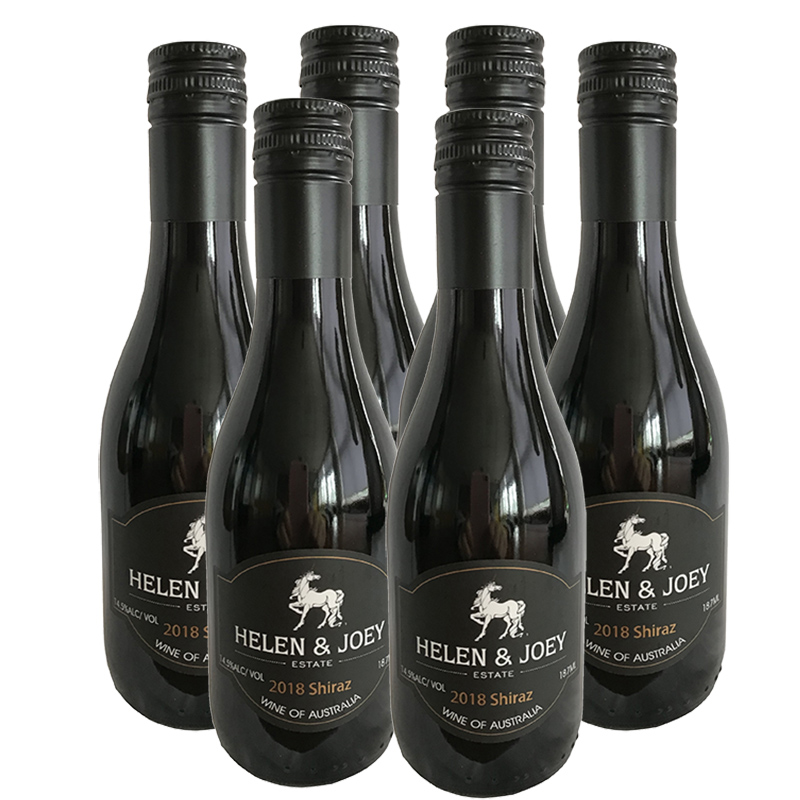 Imported red wine from Australia in original bottle, Australian Shiraz dry red wine in small bottle 187ml, packed in 6 pieces