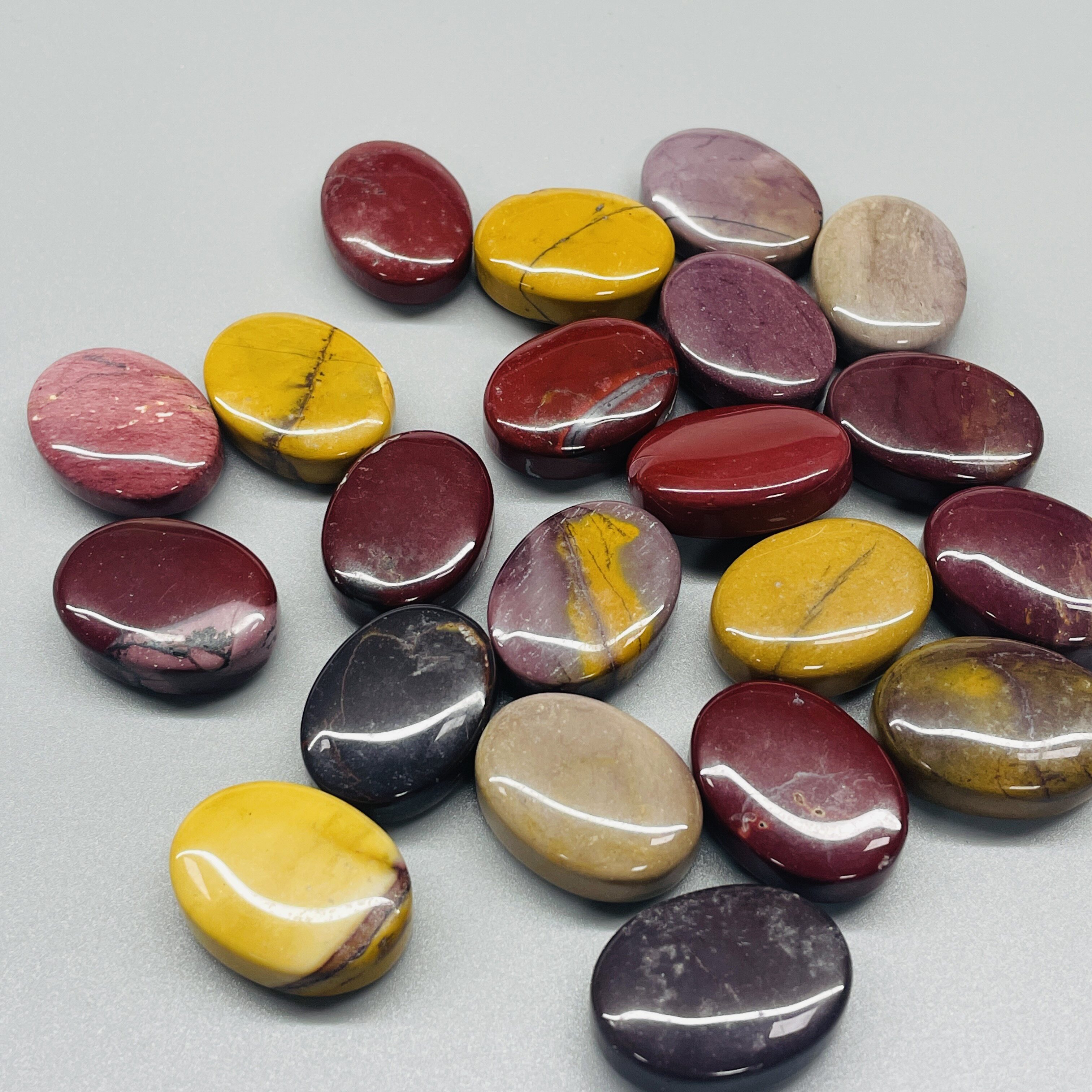 天然蛋黄石椭圆形双平面裸石 diy饰品配件装饰品造景原石彩色散珠