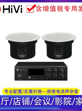 Hivi/惠威 TD206A带后罩防水尘定压吸顶天花喇叭背景音乐音响套装