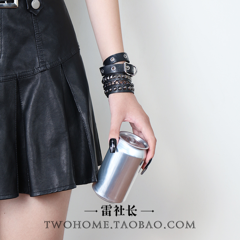 赛博朋克暗黑系哥特皮革手环