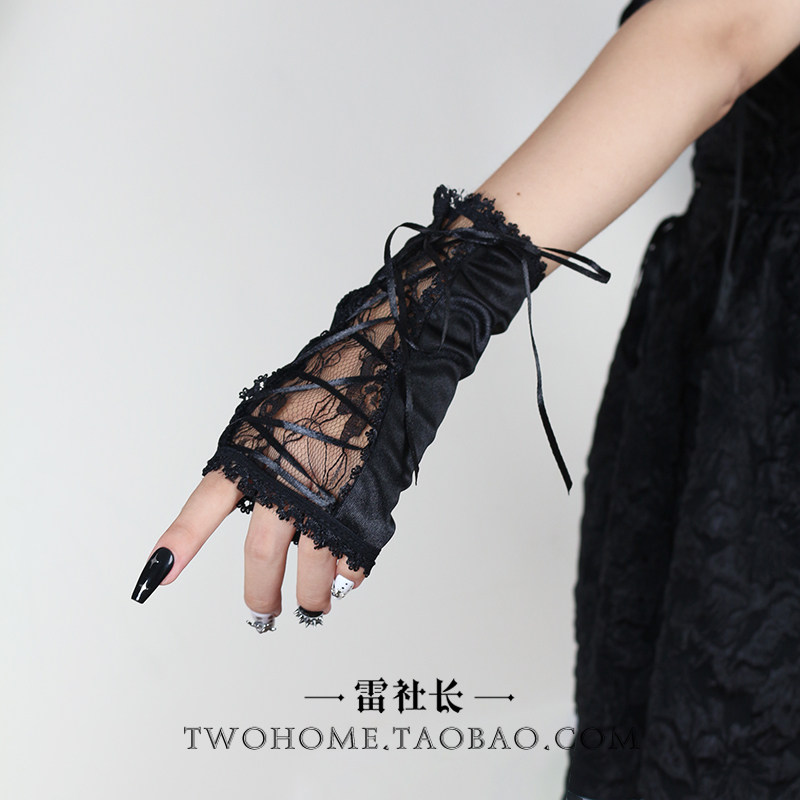 洛丽塔蕾丝抽绳手套绑带手袖原宿风小众y2k袖套性感洋气cos女团风