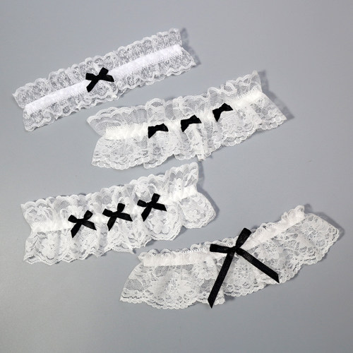 白色蕾丝边蝴蝶结腿环大腿圈饰品