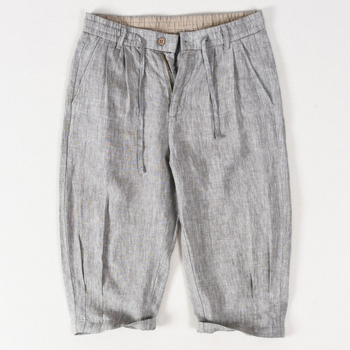 冰丝亚麻七分裤夏季薄款宽松潮