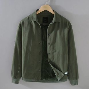 男士加绒夹克冬季休闲宽松加厚保暖上衣秋冬纯棉短款行政外套翻领