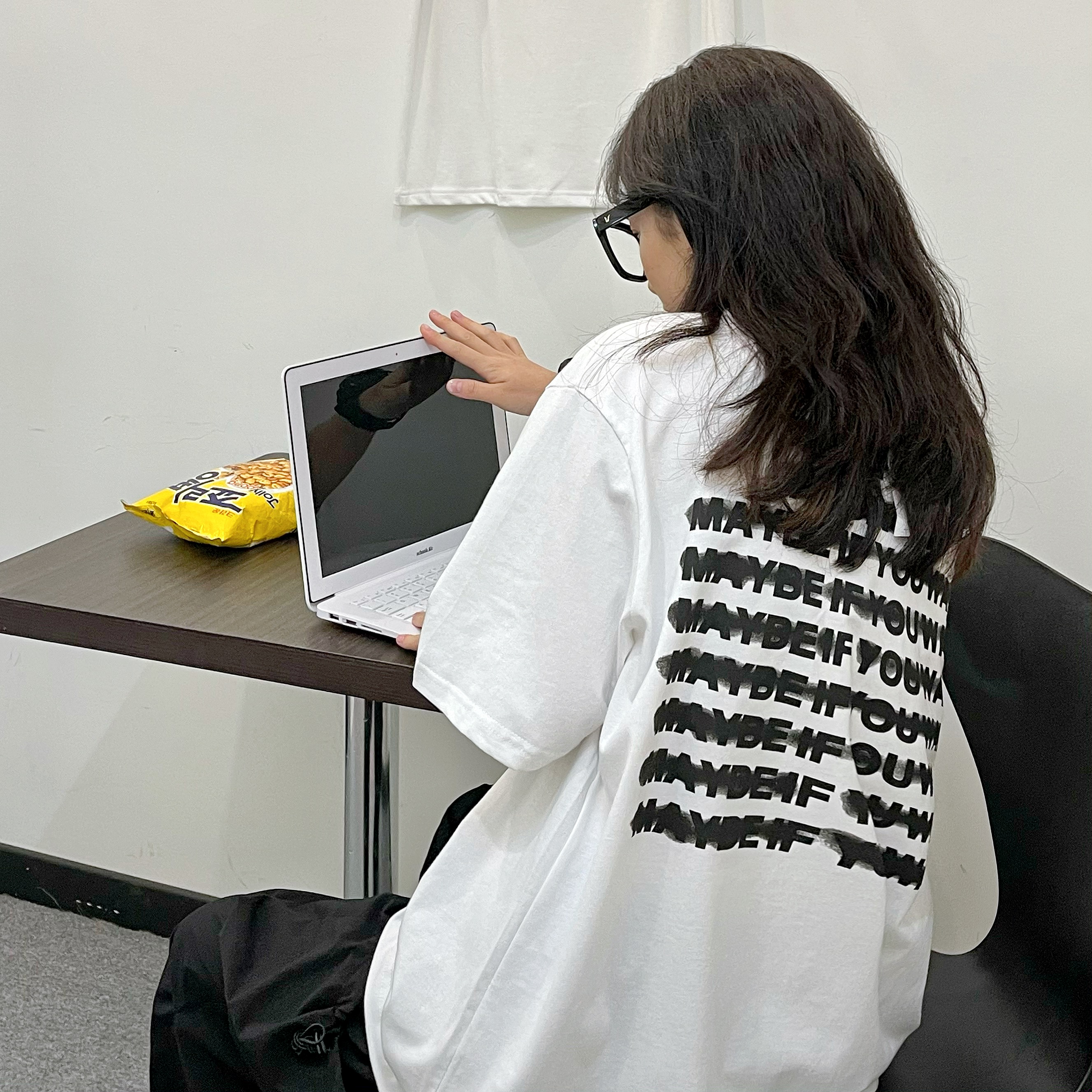 實拍 2021年新款韓版寬鬆字母印花白色棉短袖t恤女