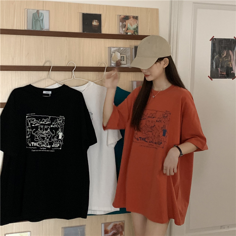 實拍新款韓版寬鬆短袖恤女